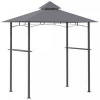 Outsunny 8' X 5' Bbq Grill Gazebo Tent With Double Tiered Canopy For Outdoor Sun Shade, Grey