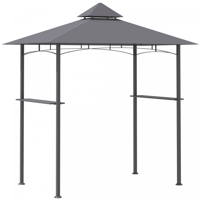 Outsunny 8' X 5' Bbq Grill Gazebo Tent With Double Tiered Canopy For Outdoor Sun Shade, Grey