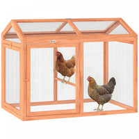 PawHut Wooden Chicken Run, Outdoor Chicken Coop with Perch and Dual Doors, Combinable Hen House Rabbit Hutch for Backyard, Farm, for 2 Hens, Rabbits, Ducks, 41