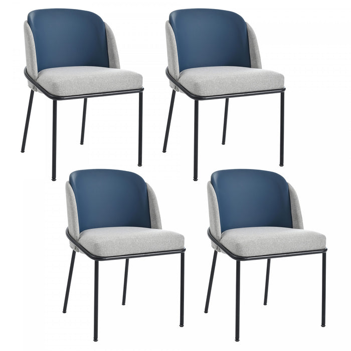 Olivia Set of 4 Modern Dining Chair with Slanted Legs and Adjustable Feet,Blue&Gray