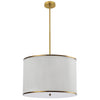 Dainolite Prudy 4 Light Pendant Aged Brass White Pleated Shade Lamp