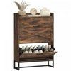 HOMCOM Narrow Shoe Cabinet with 2 Flip Doors and Top Drawer, Rustic Brown