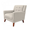 Midway Mid-Century Modern Armchair with Tufted Waffle Stitch, Beige, Walnut | Midway Fauteuil Moderne du Milieu de Siecle a Point Capitonne Gaufre, Beige, Noyer