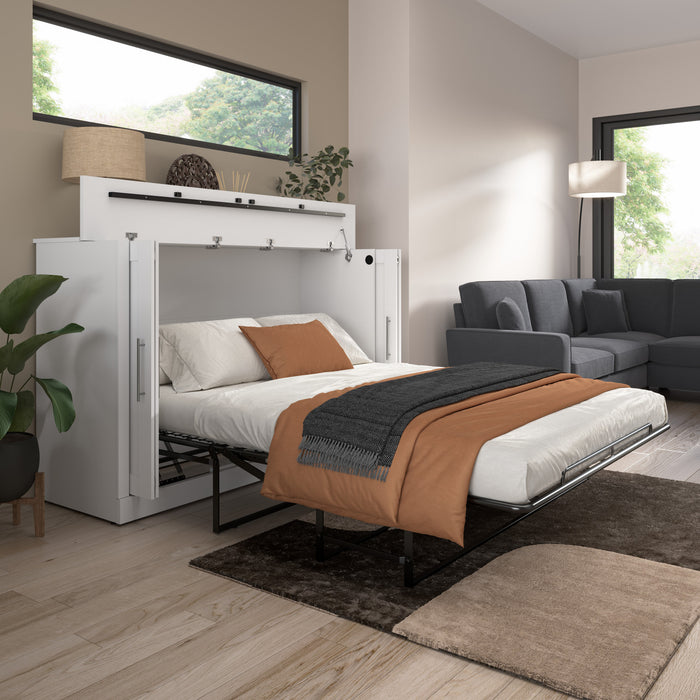 Bestar Pur 75 W Queen Cabinet Bed with Mattress - White