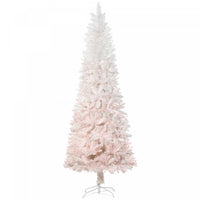Homcom 7 Foot Artificial Christmas Tree With Metal Base Pink And White