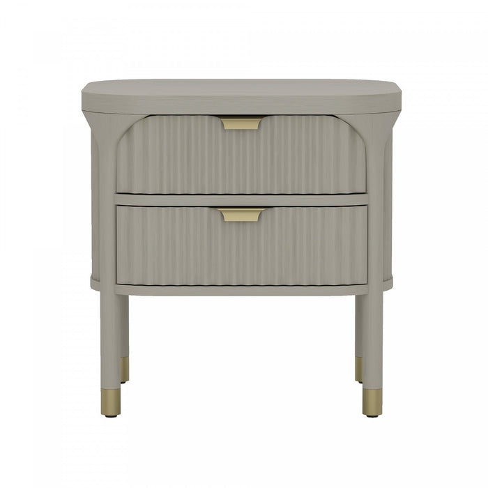 Park Contemporary 24\" Solid Wood Nightstand in Gray (2-Drawer)