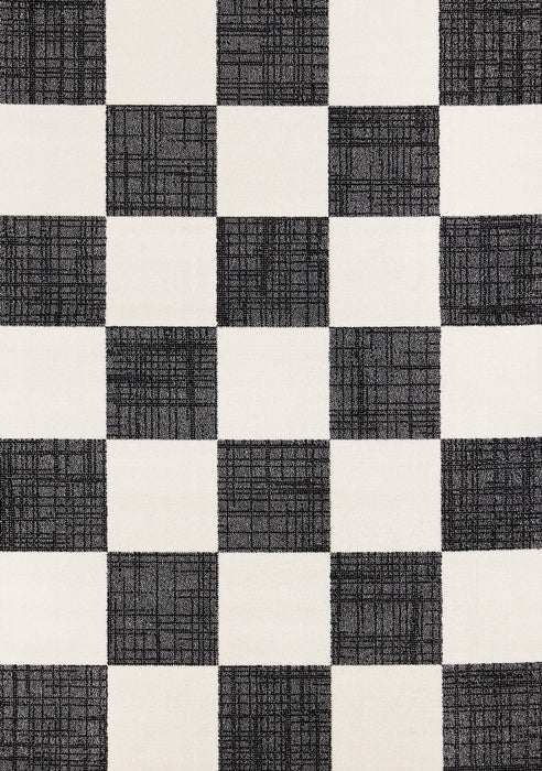 Covington Black White Checkered Pattern Rug, 6'7\" x 9'10\" Indoor Area Rug