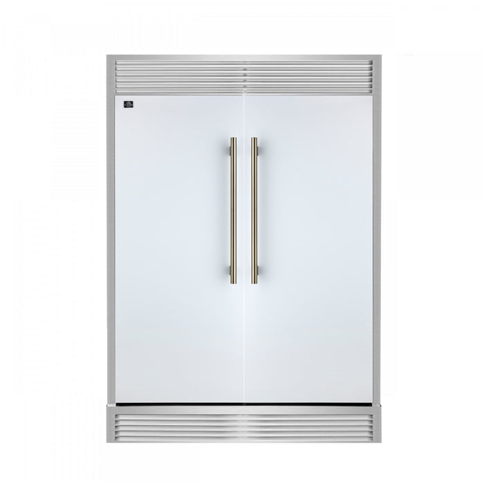 Forno Maderno 60 Inch Convertible Refrigerator/Freezer in White, Trim Grill, 27.2 cu.ft - FFFFD1722-60SG-WHT