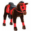 Qaba Standing Ride On Horse, Plush Pony Toy For Kids With Neighing Sound, Soft Padding, For Cowboy Cowgirl Aged 3-8 Years Old, Red