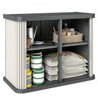 Outsunny 127 Gallon Outdoor Storage Cabinet, Plastic Storage Shed, Grey