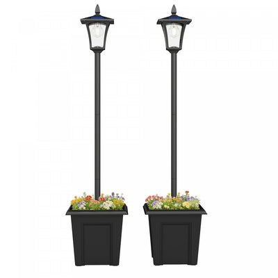 Outsunny 63" Solar Lamp Post Lights 2 Pack, Solar Light Posts, Black