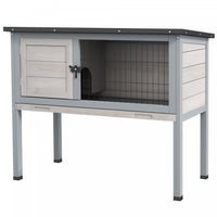Pawhut Wooden Rabbit Hutch Bunny Small Animal House With Openable Asphalt Roof, Slide-out Tray, Indo