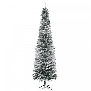 Homcom Snow Flocked Pencil Christmas Tree Slim Artificial Christmas Tree