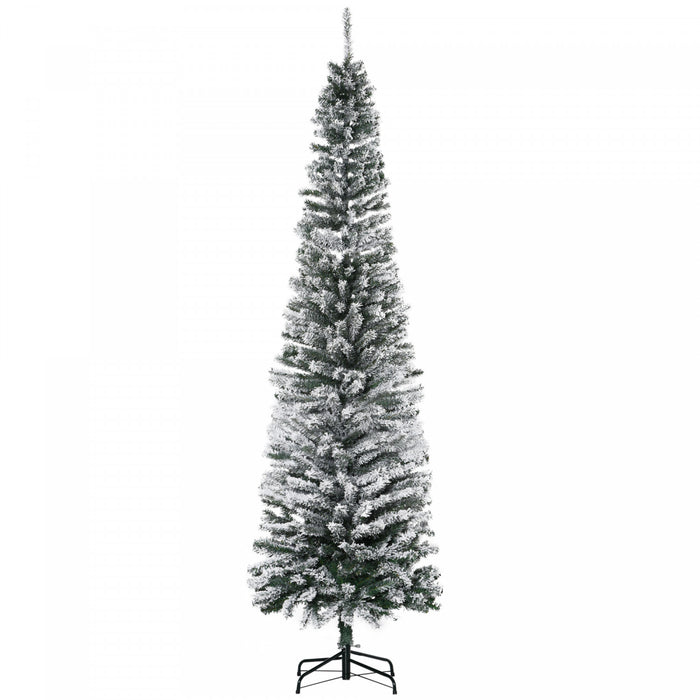 Homcom Snow Flocked Pencil Christmas Tree Slim Artificial Christmas Tree
