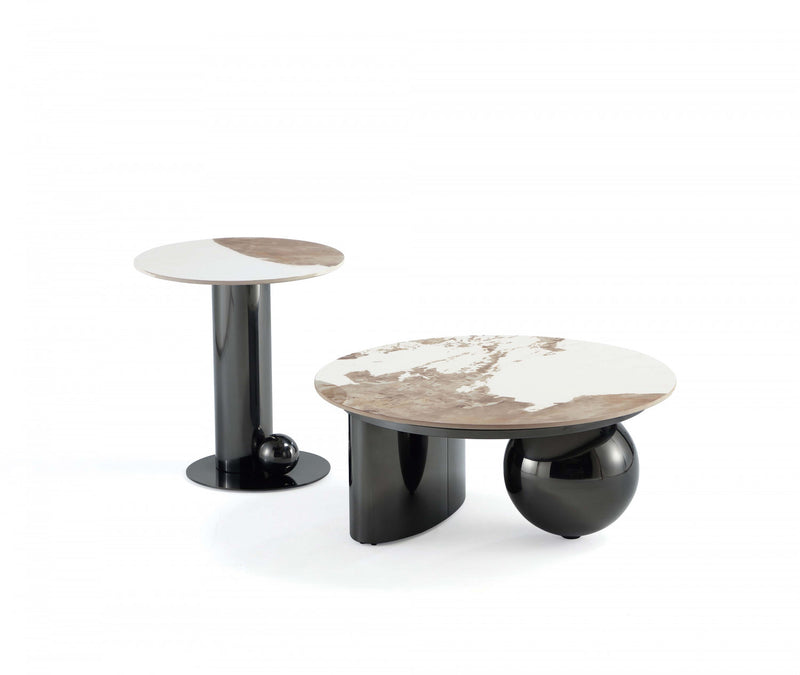 Laurel Modern Glam 2-Piece Coffee Table & End Table Set in Black Coffee Table Set