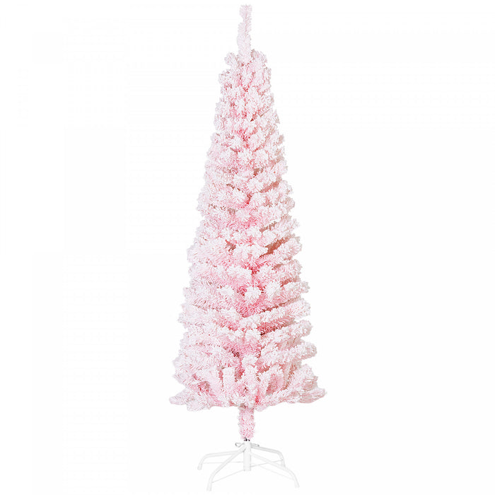 Homcom Snow Flocked Pencil Christmas Tree Slim Artificial Christmas Tree