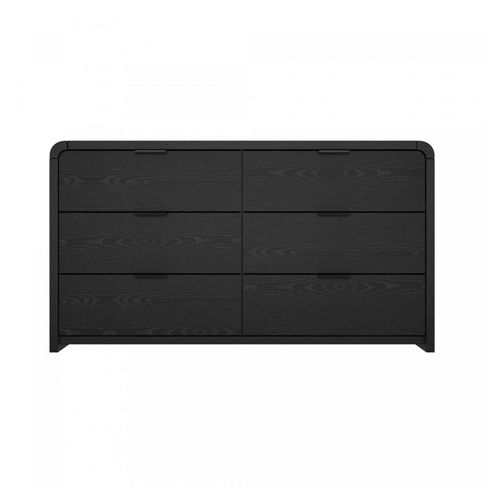 Grace Modern 60\" Dresser in Black (6-Drawer)