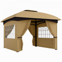 Outsunny 11' X 11' Outdoor gazebo with Curtains, Church Windows, Beige