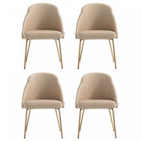 Gracie Modern Vegan Leather Metal Dining Chair in Tan and Gold - Set of 4