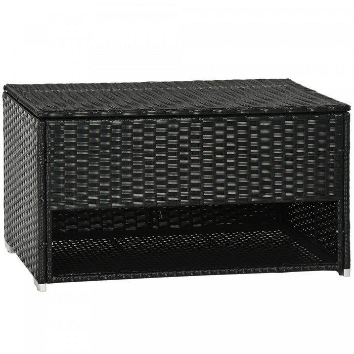 Outsunny Outdoor Deck Box For Pool, W/ Shoe Layer & Inner Liner, Black