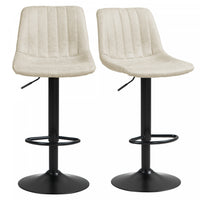 HOMCOM Adjustable Bar Stools Set of 2, Leathaire Swivel Barstools w/ Back