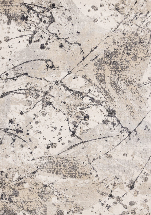 Sophie Grey Beige Black White Paint Splatter Design Rug, 7'10\" x 10'6\" Indoor Area Rug