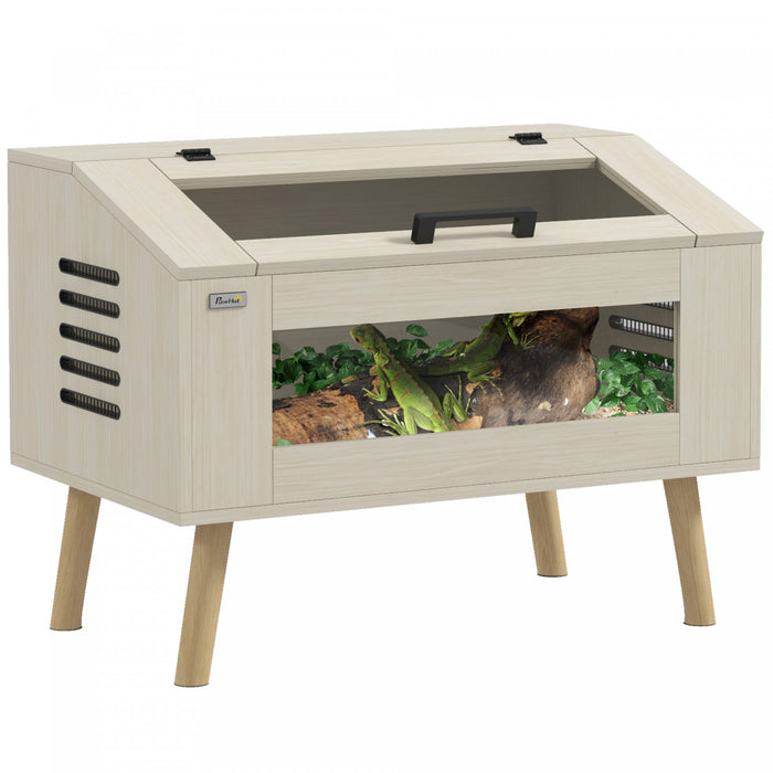 Pawhut 29 Gallon Reptile Terrarium, 31.5\" X 20\" X 24\" Top Opening Reptile Tank With Tempered Glass Windows, Ventilations, For Snakes Lizards Horned Frogs Chameleons Hamsters Gerbil