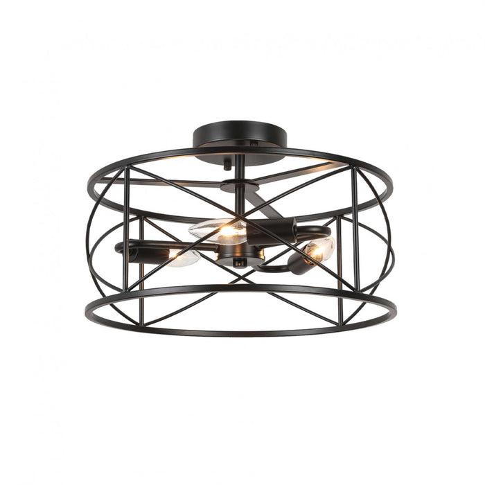 Dainolite Calah 3 Light Semi-flush Mount Incandescent Matte Black Lamp