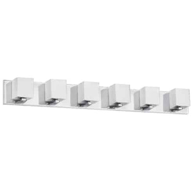 Dainolite Verona 6 Light Vanity Light Polished Chrome Finish White Glass Shade Lamp|Lumière de coiffeuse Verona de Dainolite avec abat-jour en verre blanc, fini chromé poli et 6 ampoules
