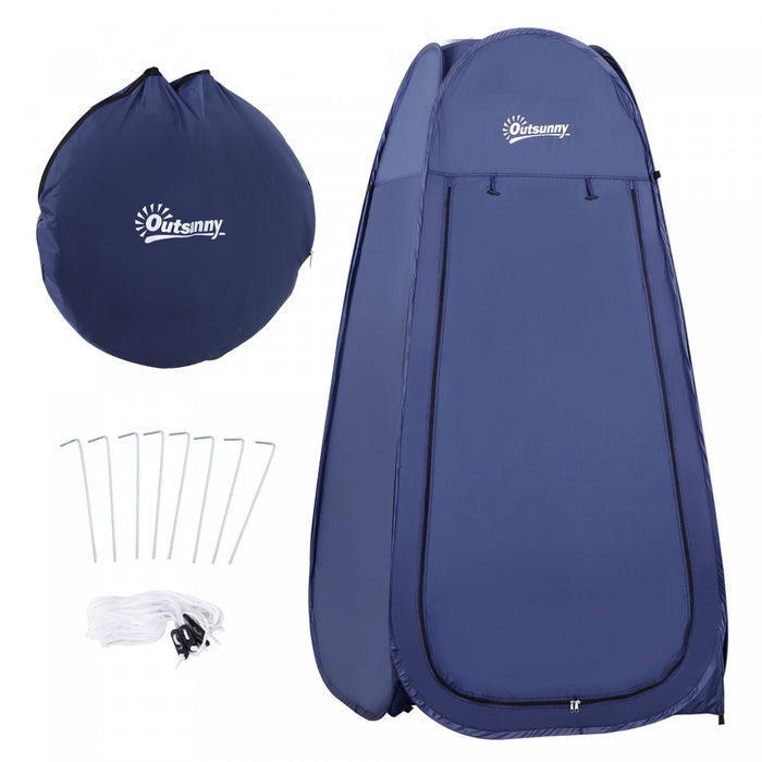 Outsunny Pop Up Shower Tent Portable Dressing Changing Room Privacy Shelter Tents For Outdoor Camping Beach Toilet And Indoor Photo Shoot W/ Carrying Bag, Navy Blue