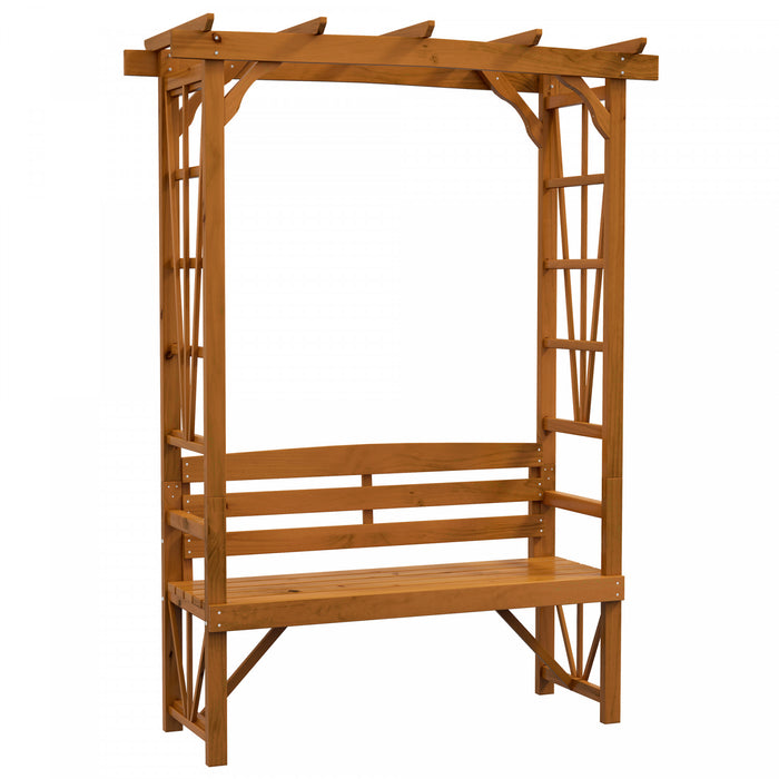 Outsunny Wooden Bench For 2 People For Vines/climbing Plant, Brown