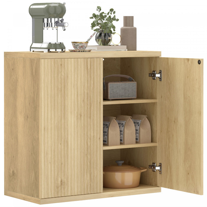 HOMCOM Sideboard Buffet Cabinet, Kitchen Cabinet with Soft-Close Door, Oak