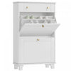 HOMCOM Narrow Shoe Cabinet w/ 2 Flip Drawers, Shoe Storage Cabinet, White