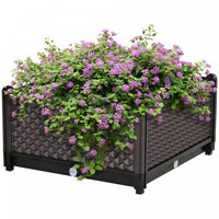 Outsunny Plastic Garden Raised Bed, Elevated Planter Box, Flower Vegetables Planting Container With