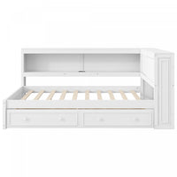 Arthur Full Size Wood Daybed with LED Light, USB Port and 2 Storage Drawers, White 