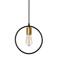 Dainolite Geometric 1 Light Pendant Circle Matte Black/Vintage Bronze Finish Lamp