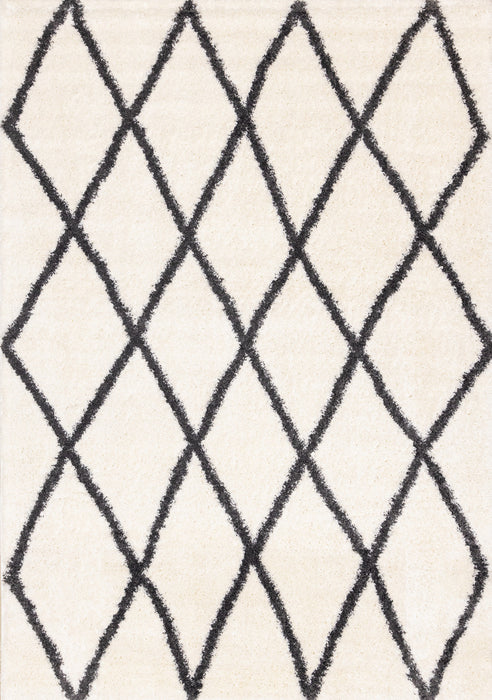 Fairmont White Grey Trellis Rug, 6'7\" x 9'10\" Indoor Area Rug