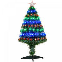 Homcom 3ft Pre-lit Fiber Optic Artificial Christmas Tree With 90 Led Lights And Branch Tips