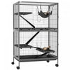 Pawhut 5-tier Rolling Small Animal Cage, Deluxe Guinea Pig Cage, Ferret Cage For Mink Chinchilla Kitten Rabbit, Small Pet Play House With Hammock Platform, Ramp, Tray, Grey