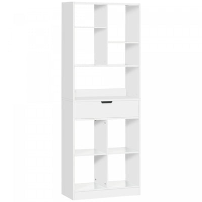 HOMCOM Tall Bookshelf with Drawer for Home Office, White