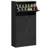 HOMCOM Modern Shoe Cabinet with 3 Flip Drawers for 12-18 Pairs of Shoes