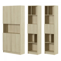 Liora Set Of Bookcase And 2 Narrow 5-shelf Bookcases - Bleached Oak 
