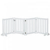 Pawhut Foldable Dog Gate With Door, 4 Panels Freestanding Pet Gate With Support Feet Indoor Playpen For Small Dogs And Below, White