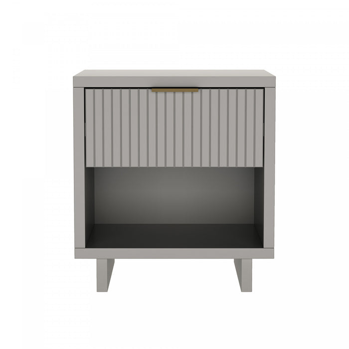 Elara Contemporary 18\" Solid Wood Nightstand in Light Gray (1-Drawer)