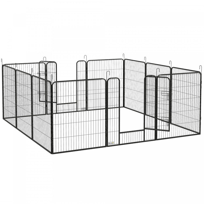 Pawhut Dog Playpen, Heavy-duty Metal Puppy Play Pen, Pet Exercise Fences For Outside And Indoor, Diy Design With Door For Multiple Dogs, 12 Panels, 39\"h