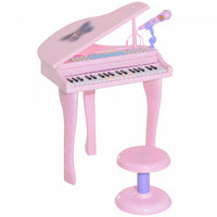 Qaba Mini Electronic Musical Piano 37 Key Keyboard Multifunction Kids Toy With Microphone Stool (pin