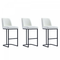 Serena Modern Metal Upholstered Barstool in White - Set of 3 Bar Stool 