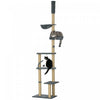 Pawhut floor To Ceiling Cat Tree, 90.5\" - 98.5\" Adjustable height Cat Tower with Scratching Post, Dangling Balls, Platforms, Bed, Hammock, Grey