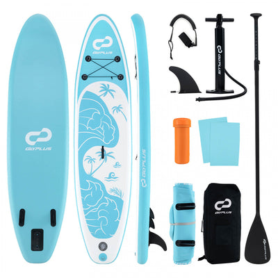 Goplus Large Inflatable Sup Board, Portable Paddle Board With 5d Rings Stand Up Paddle Board For Youth & Adult Turquoise