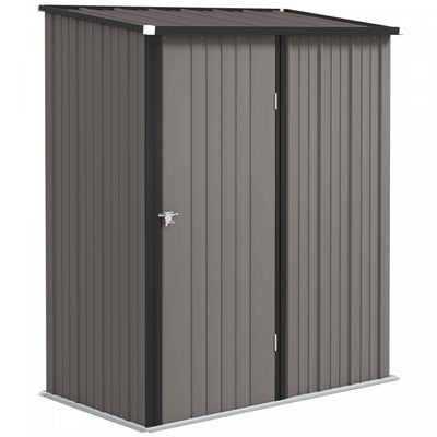 Outsunny 5'x3' Outdoor Storage Shed W/ Single Door, Light Grey|Outsunny Abri De Rangement Exterieur 5'x3' Avec Porte Simple, Gris Clair